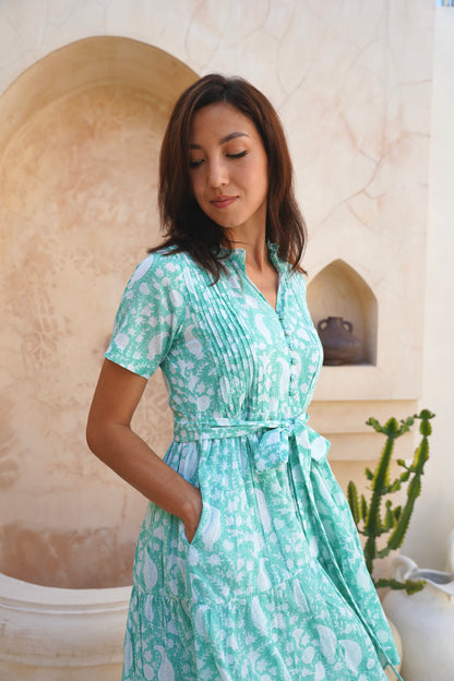 Hazel Dress in Seafoam Paisley