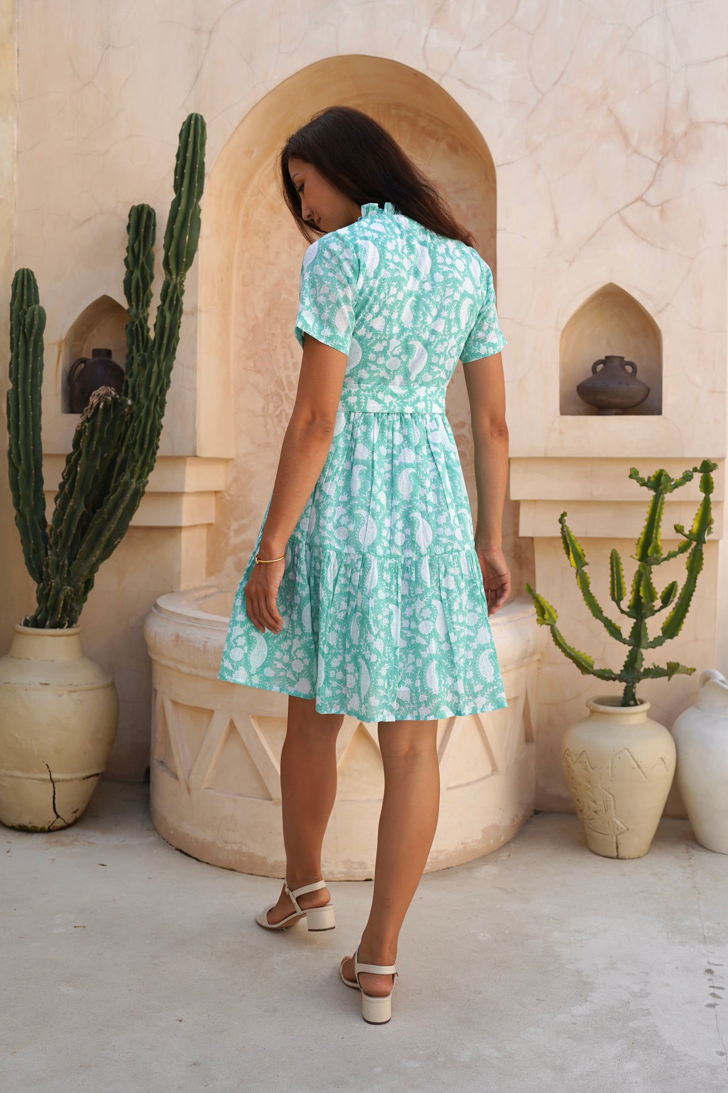 Hazel Dress in Seafoam Paisley