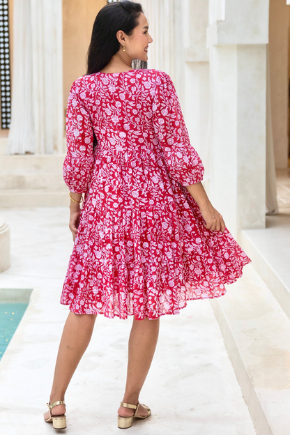 Senna Dress is Ruby Red