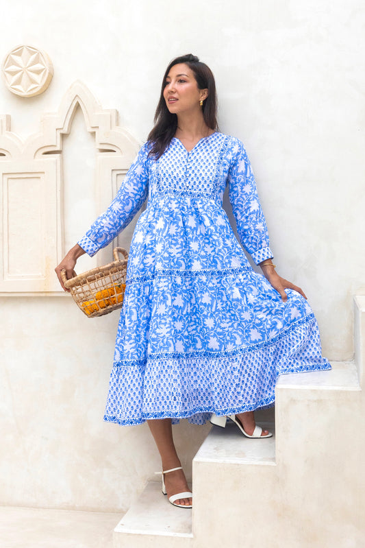 Wisteria Dress in Santorini Blue
