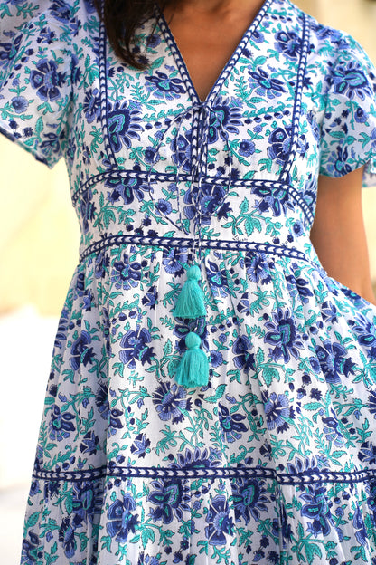 Zinnia Dress in Seafoam Bloom