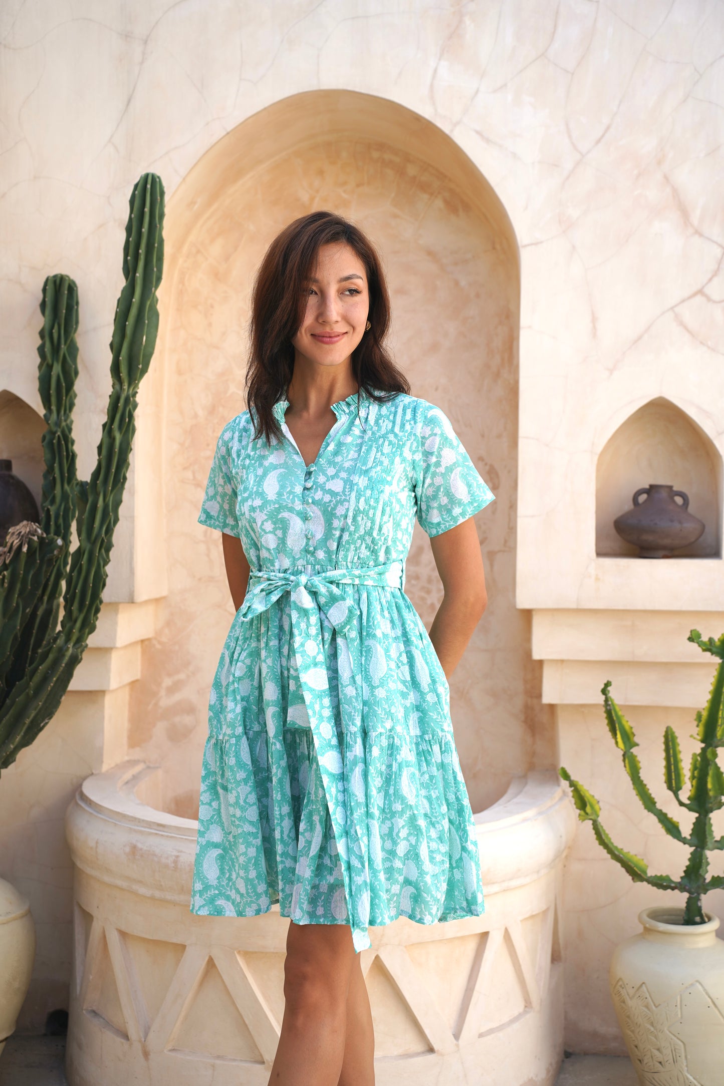 Hazel Dress in Seafoam Paisley