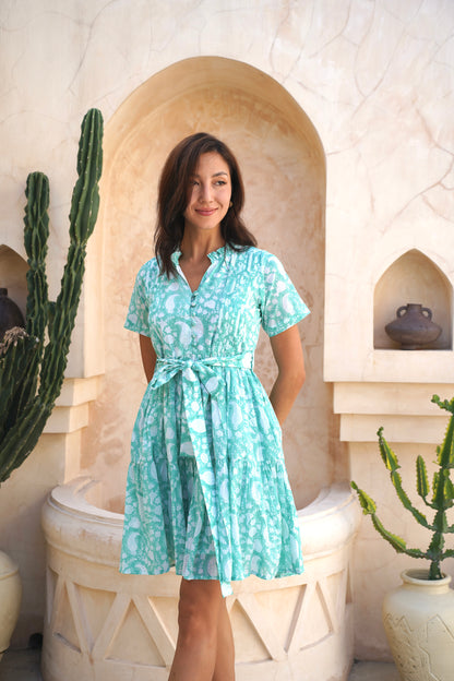 Hazel Dress in Seafoam Paisley