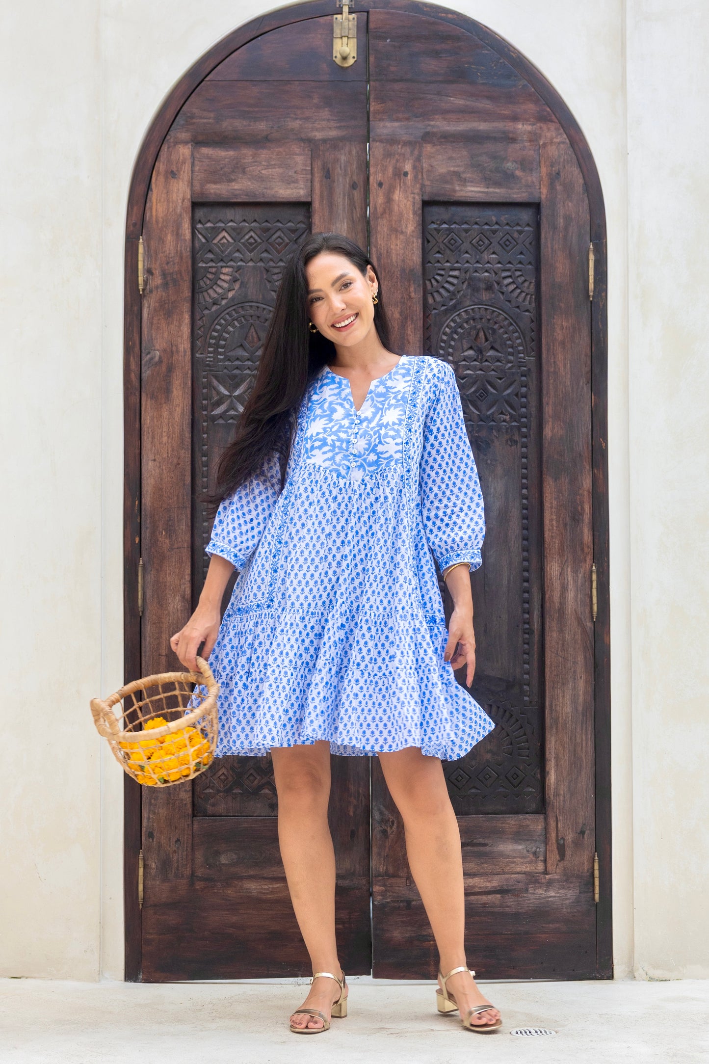 Wisteria Short Dress In Santorini Blue
