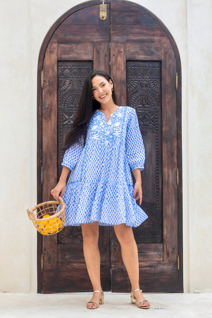 Wisteria Short Dress In Santorini Blue