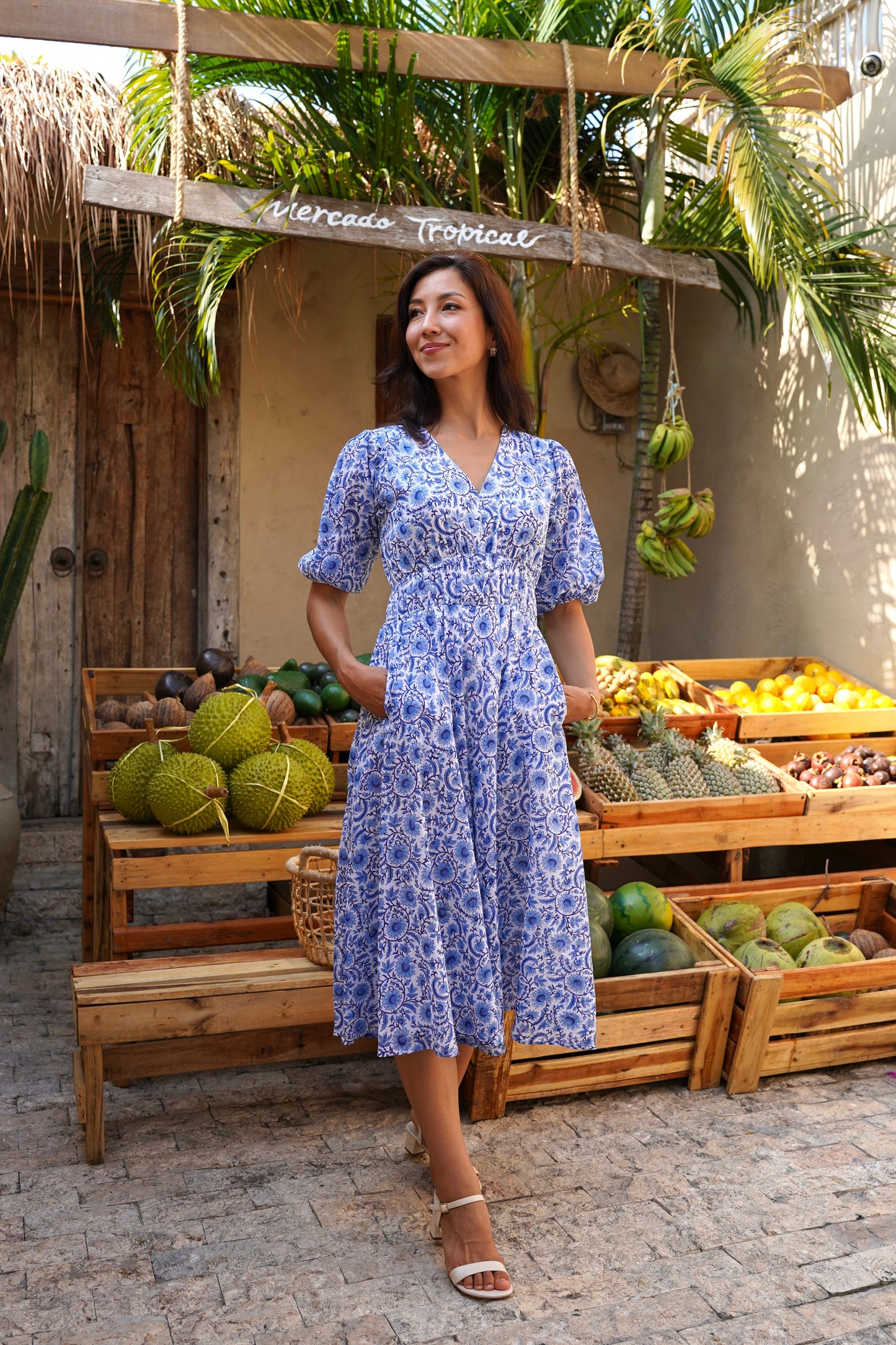 Kalina Dress in Indigo Vine