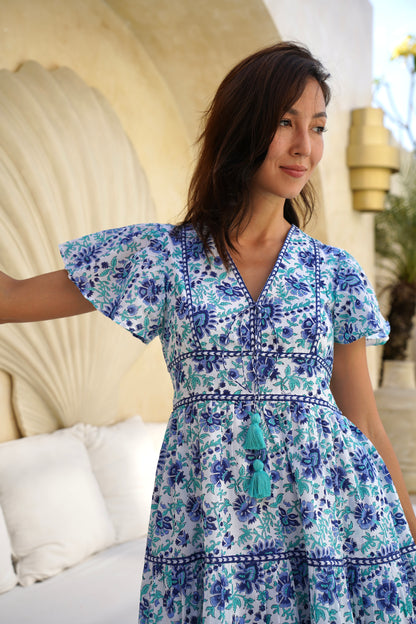Zinnia Dress in Seafoam Bloom