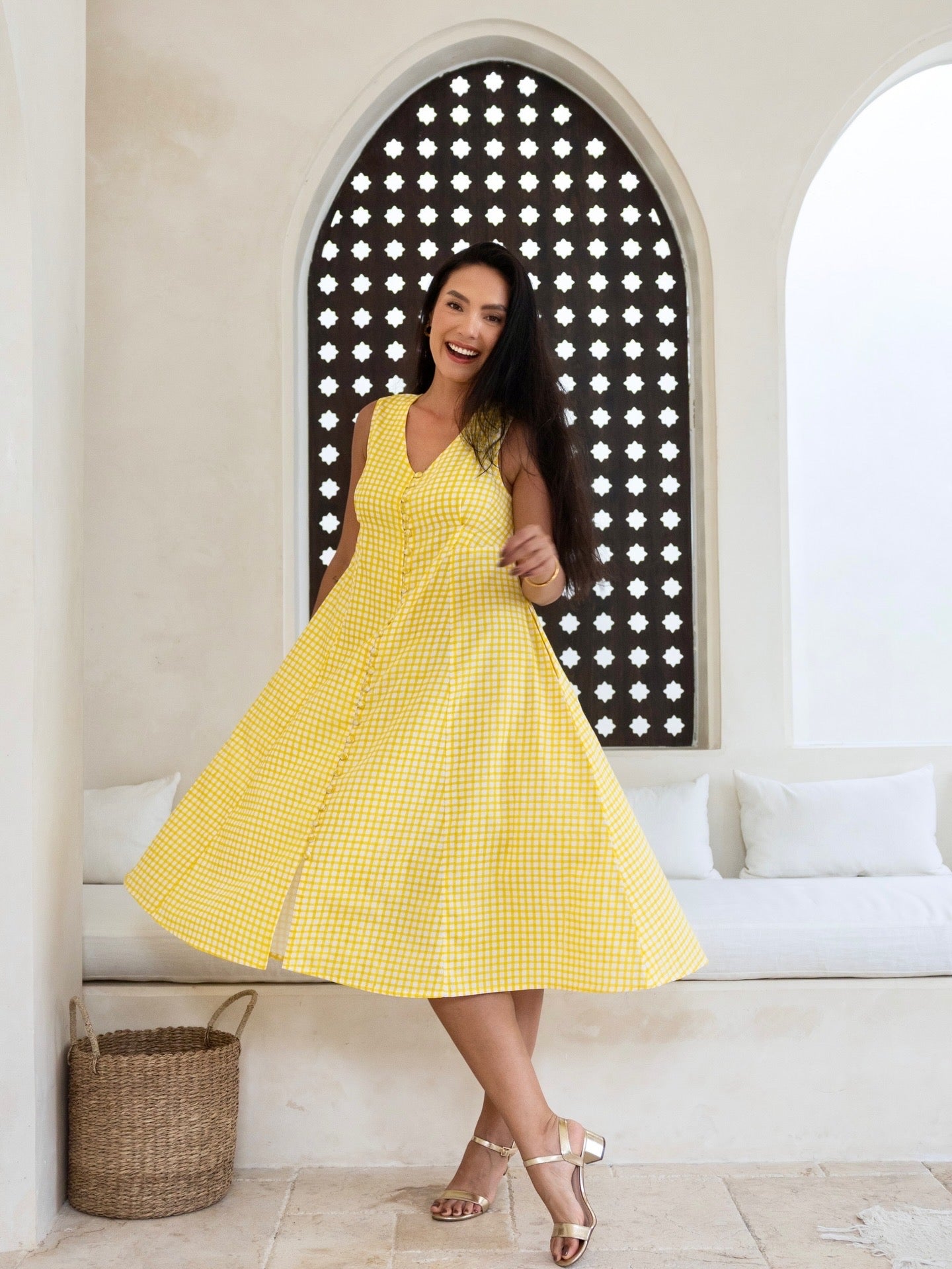 Primrose Dress in Yellow Gingham