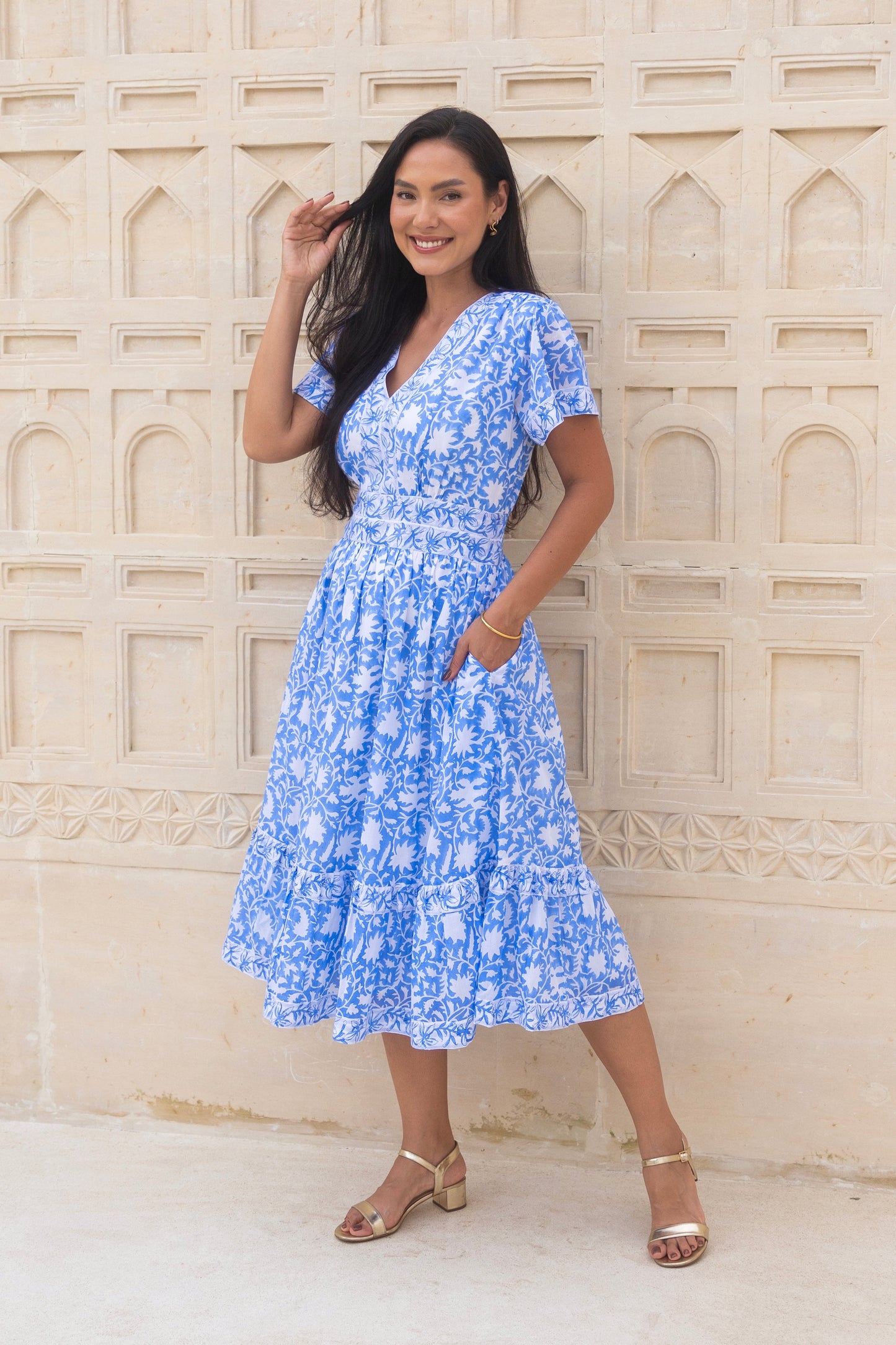 Olivia Dress In Santorini Blue
