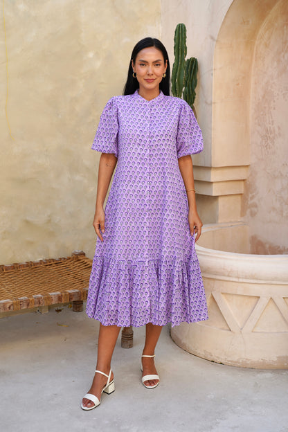 Heather Dress with sleeves in Lilac Mist