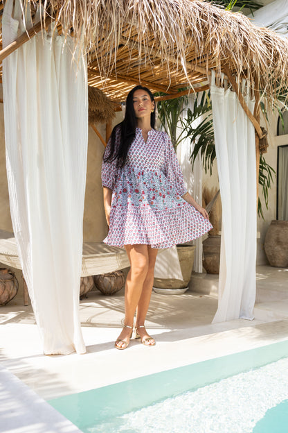 Viola Dress in Wine Bloom