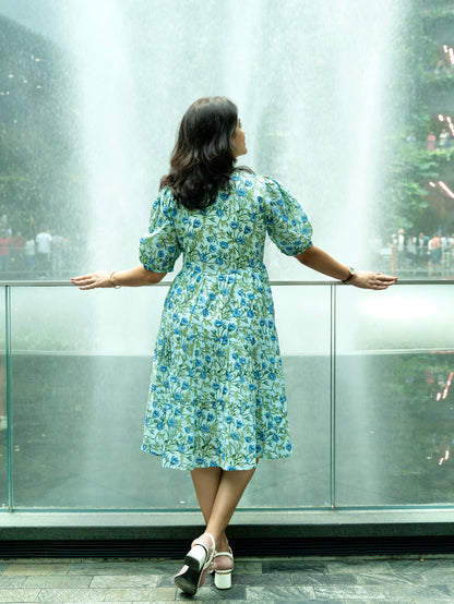 Senna Short Sleeve Dress Blue