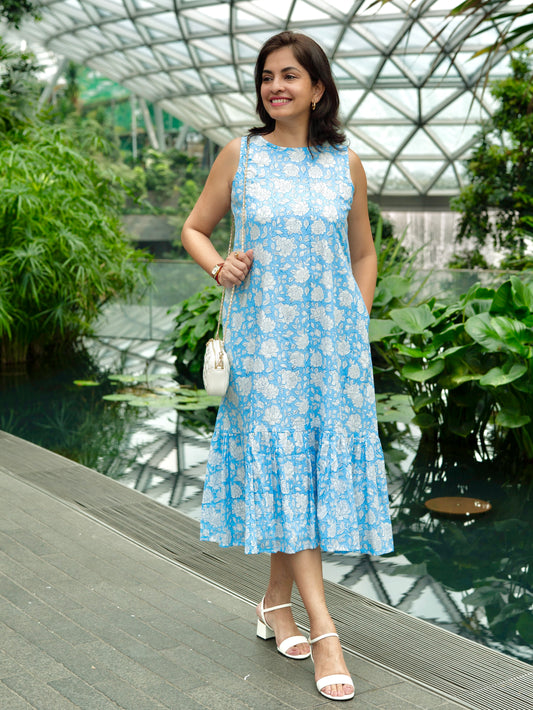 Heather Dress in Sky Blue