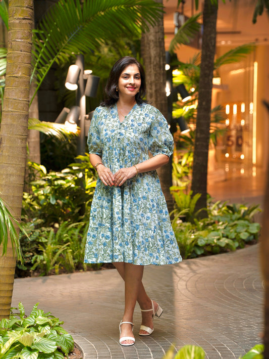 Senna Short Sleeve Dress Blue